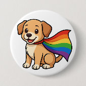 Rainbow Cape Puppy - LGBTQ++ Pride Design Button (Vorderseite)
