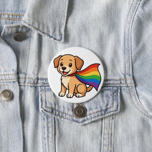 Rainbow Cape Welpe – LGBTQ++ Pride Design Button (Beispiel)