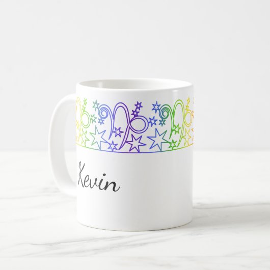 Rainbow Capricorn Sign Personalisierte Mug Kaffeetasse (Vorderseite Links)