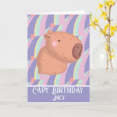 Rainbow Capybara Birthday Cute Karte (Gelbe Blume)