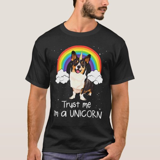 Rainbow Cardigan Welsh Corgi Trust Me Im Ein Einho T-Shirt (Vorderseite)
