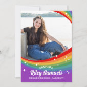 Rainbow Cartoon Glitzern 5 Foto Abschluss Ankündigung (Vorderseite)