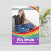 Rainbow Cartoon Glitzern 5 Foto Abschluss Ankündigung (Stehend Vorderseite)