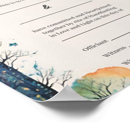 Rainbow Castle Garden Path Handfast Certificate Poster (Ecke)