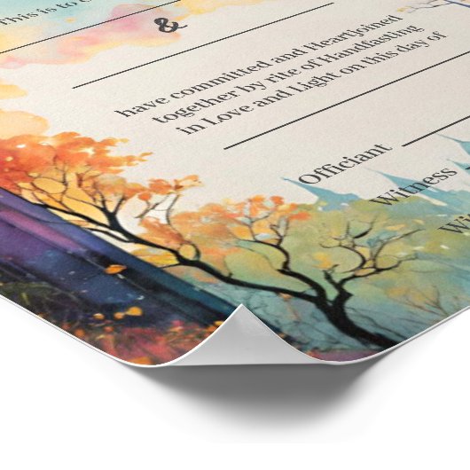 Rainbow Castle Garden Path Handfast Certificate Poster (Ecke)