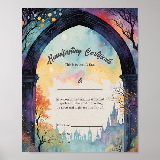 Rainbow Castle Garden Path Handfast Certificate Poster (Vorne)
