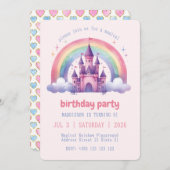 Rainbow Castle Girls Einladung (Vorne/Hinten)