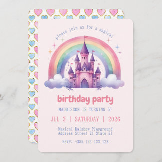 Rainbow Castle Girls Einladung
