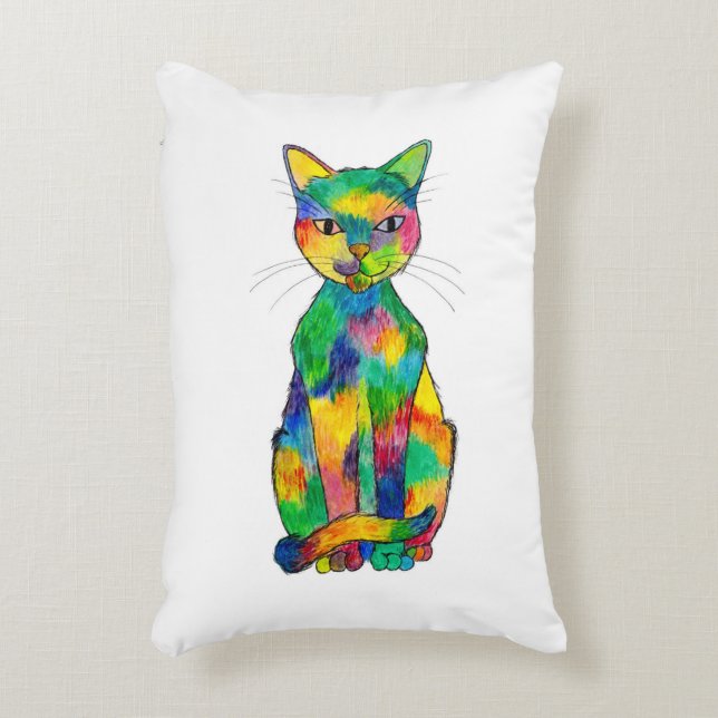 Rainbow Cat Accent Pillow Zierkissen (Vorderseite(Vertikal))