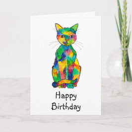 Rainbow Cat Birthday Card Karte
