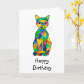 Rainbow Cat Birthday Card Karte (Gelbe Blume)