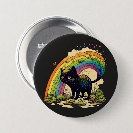 Rainbow Cat Button lgbtq niedlich (Vorne & Hinten)