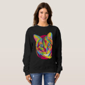 Rainbow Cat Cool Retro Spaß Seltsame Bizarre Kunst Sweatshirt (Vorne ganz)