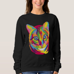 Rainbow Cat Cool Retro Spaß Seltsame Bizarre Kunst Sweatshirt
