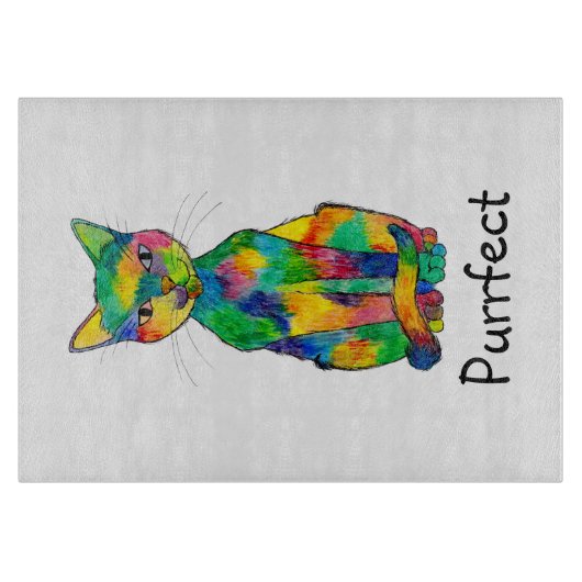 Rainbow Cat Cutting Board Schneidebrett (Vorderseite)