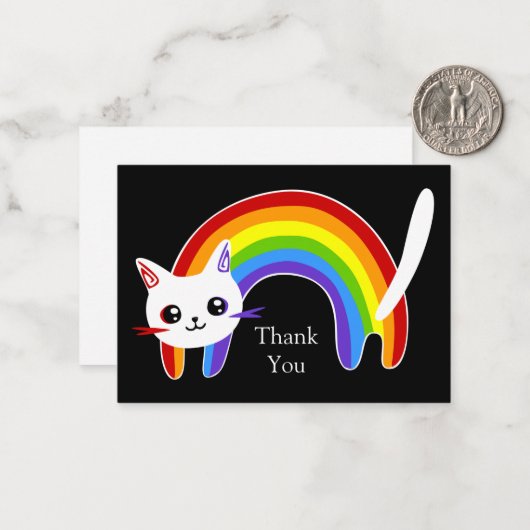 Rainbow Cat Dankeschön Karte (Vorderseite/Rückseite Beispiel)