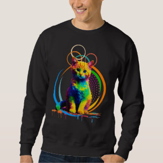 Rainbow Cat - Farbenfrohe und lustige Katze Kunst Sweatshirt