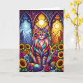 rainbow cat greeting card karte (Gelbe Blume)