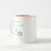 Rainbow&Cat Happy Birthday Zwei-Tone-Kaffee-Tasse Zweifarbige Tasse (Vorderseite Links)