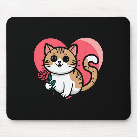 Rainbow Cat Hugging Herz Niedlich Valentine Graphi Mousepad (Vorne)
