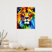 Rainbow Cat Lion Poster - Digital Art Fantasy (Küche)