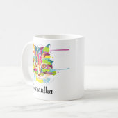 Rainbow Cat Lover Individuelle Name Kaffeetasse (Vorderseite Links)