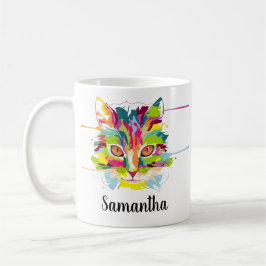 Rainbow Cat Lover Individuelle Name Kaffeetasse