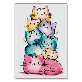 Rainbow Cat Name Cards - Farbenfrohe Cartoon Cat Tischnummer
