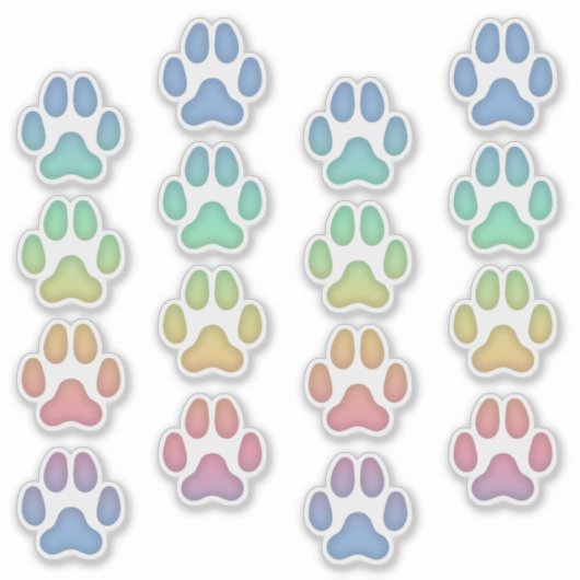 Rainbow Cat Pawprints Animal Tracks Decals Aufkleber (Vorderseite)