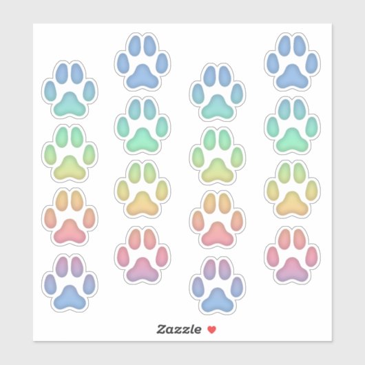 Rainbow Cat Pawprints Animal Tracks Decals Aufkleber (Blatt)
