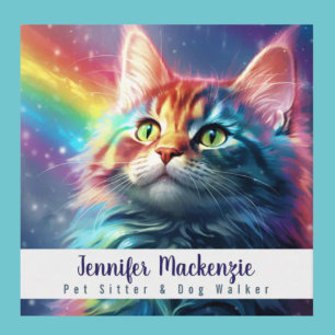 Rainbow Cat Pet Sitter und Dog Walker Quadratische Visitenkarte