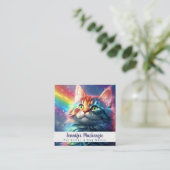 Rainbow Cat Pet Sitter und Dog Walker Quadratische Visitenkarte (Stehend Vorderseite)