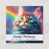 Rainbow Cat Pet Sitter und Dog Walker Quadratische Visitenkarte (Vorderseite)