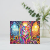 rainbow cat postcard postkarte (Stehend Vorderseite)