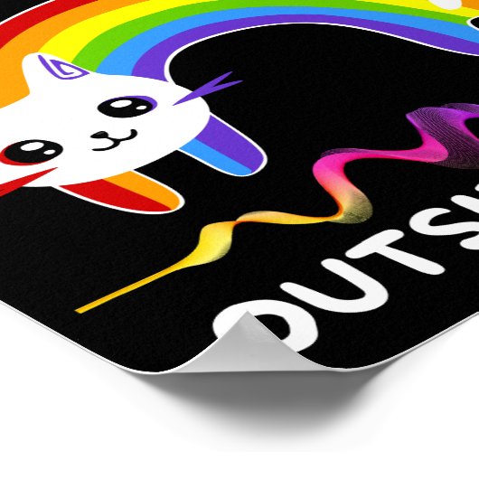 Rainbow Cat Poster, Regenbogen Art Funny Cat Lover Poster (Ecke)
