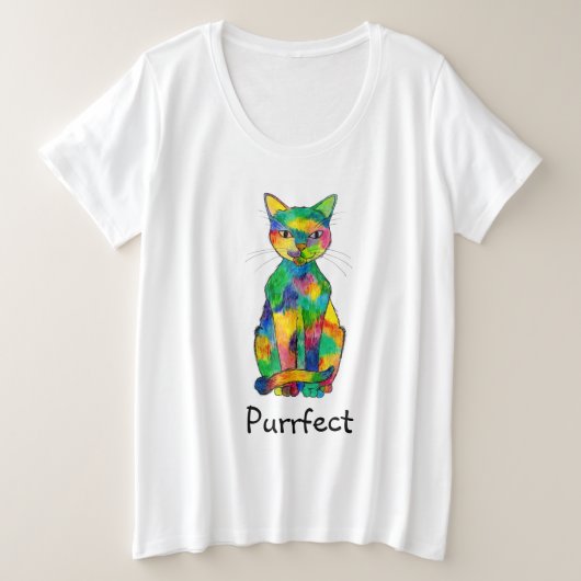 Rainbow Cat Purfect Plus Size T - Shirt (Design vorne)