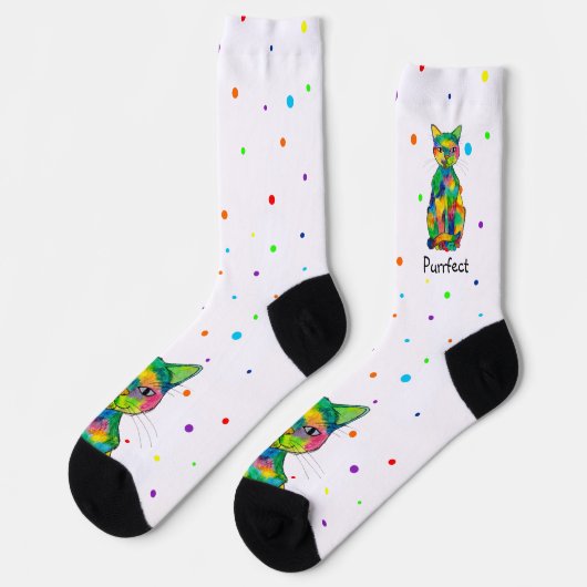 Rainbow Cat Purfect Spotty Crew Socken (Linkes Detail)