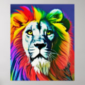 Rainbow Cat, Rainbow Lion Digital Art Poster (Vorne)