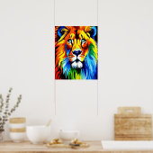 Rainbow Cat, Rainbow Lion Illustration Art Poster (Küche)