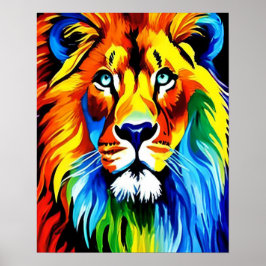 Rainbow Cat, Rainbow Lion Illustration Art Poster