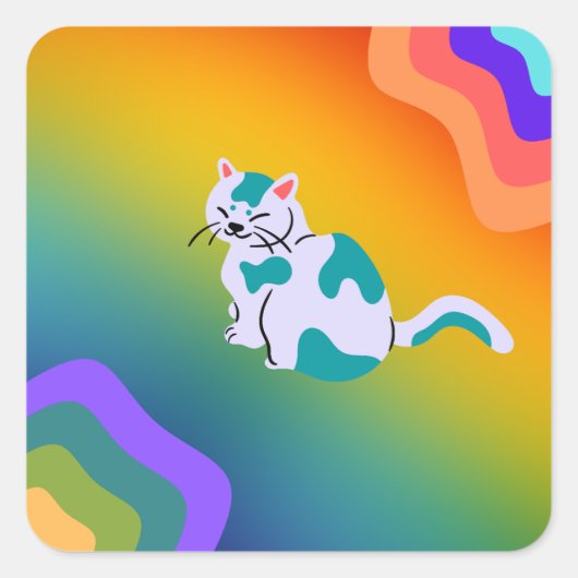 Rainbow Cat Sticker (Vorderseite)