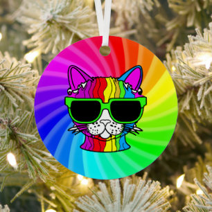 Rainbow Cat Twirl Ornament Aus Metall