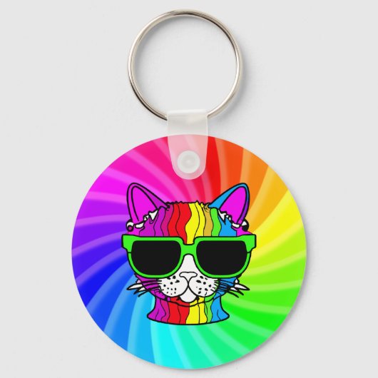 Rainbow Cat Twirl Schlüsselanhänger (Vorderseite)