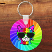 Rainbow Cat Twirl Schlüsselanhänger (Vorderseite)