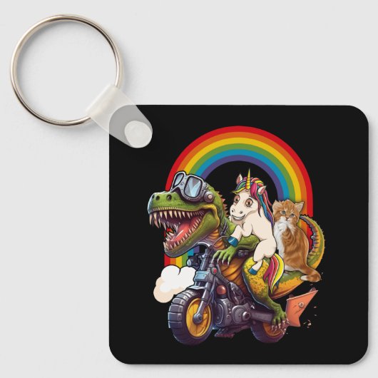 Rainbow Cat Unicorn Dinosaur T Rex Kitten Lover Sp Schlüsselanhänger (Vorderseite)