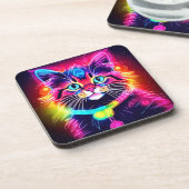 Rainbow Cat Vibes Getränkeuntersetzer (Linke Seite)