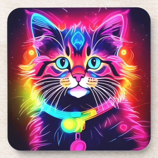 Rainbow Cat Vibes Getränkeuntersetzer (Vorderseite)