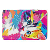 Rainbow Cat: Vivid Portrait Badematte (Vorderseite)