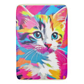 Rainbow Cat: Vivid Portrait Badematte (Vorderseite Vertikal)