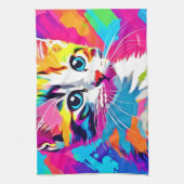 Rainbow Cat: Vivid Portrait Geschirrtuch (Vertikal)